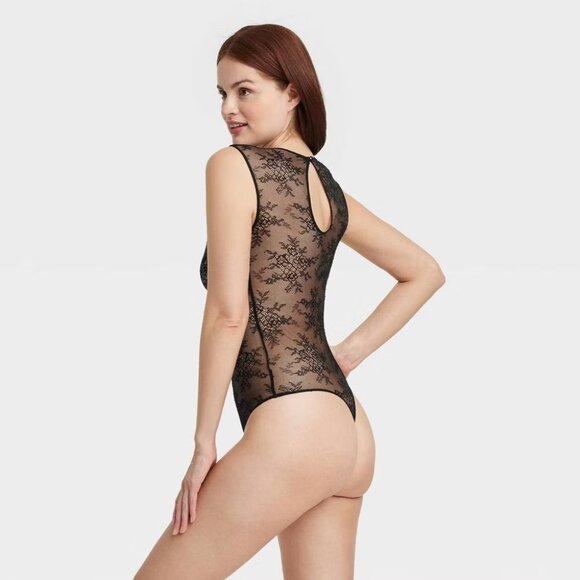 NEW Auden Lace Sleeveless Lingerie Bodysuit - Black - Size XL - Picture 2 of 12
